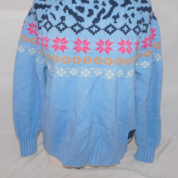 Kari Traa Ingrid Blue Pink Knit Wool Blend half Turtleneck Sweater Womens XL - Picture 7 of 12